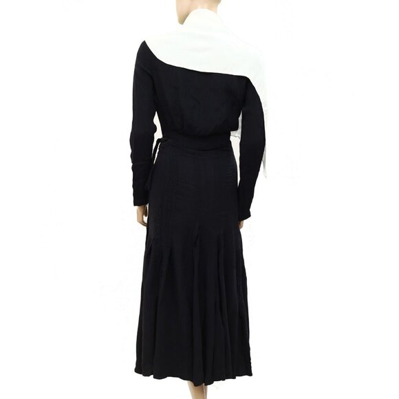 Mimi Liberte Michael Klein Wrap Maxi Dress Solid Long Sleeve Resort S-38 256424 - Picture 4 of 6